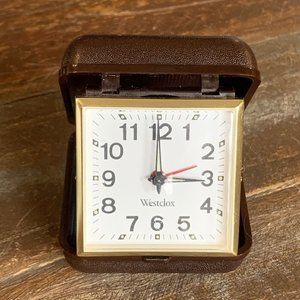 Vintage Alarm Clock - Westclox -‎ Folding Travel - Eco Wind-Up - TESTED